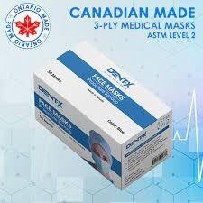 Dent-X 3-Ply ASTM Level 2 Medical Face Masks (Made in Canada)