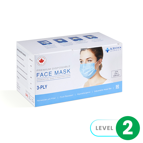 Kross Level 2 Medical Grade Face Mask Ear Loop Adult 50/bx